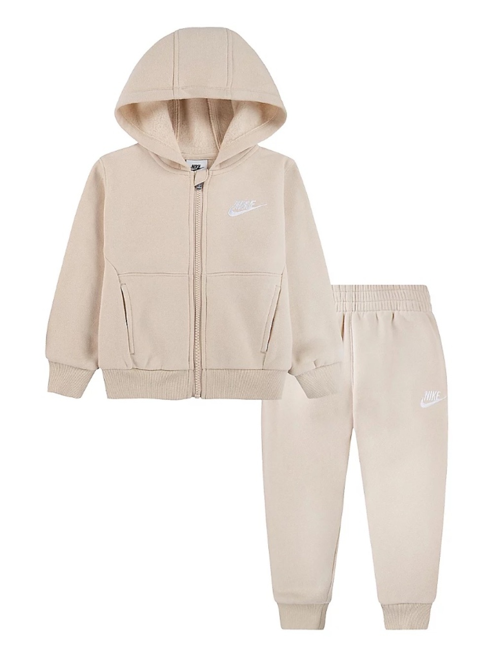 Nike Kids Futura Full-Zip Hoodie & Jogger Set – Beige (Size 6–7)